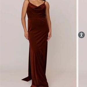 Revelry Terracotta Velvet Bridesmaid Dress